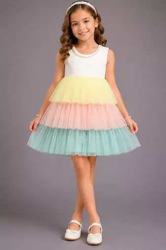 White multicolored woven lycra dress