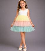 White multicolored woven lycra dress