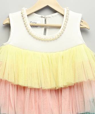 White multicolored woven lycra dress 5