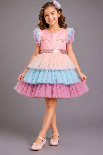 Pink Blue Lycra unicorn eye dress