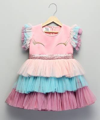 Pink Blue Lycra unicorn eye dress 2