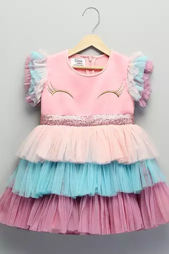 Pink Blue Lycra unicorn eye dress