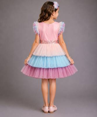 Pink Blue Lycra unicorn eye dress 4