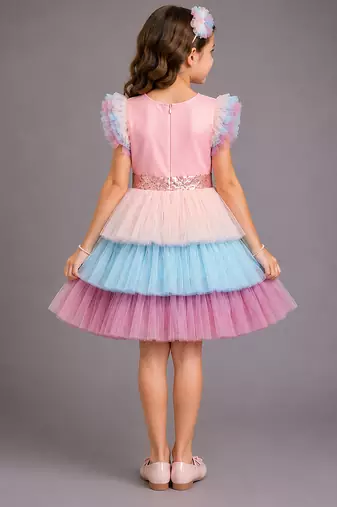 Pink Blue Lycra unicorn eye dress