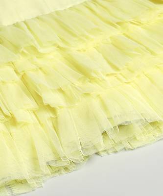 Lemon yellow embroidered net dress 3