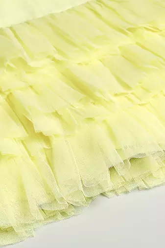 Lemon yellow embroidered net dress