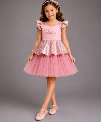 Rose pink embroidered lycra dress 1