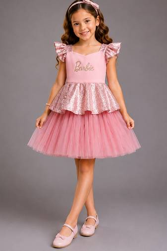 Rose pink embroidered lycra dress