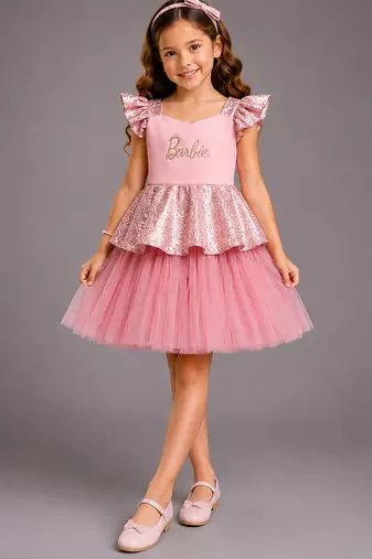 Rose pink embroidered lycra dress