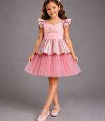 Rose pink embroidered lycra dress