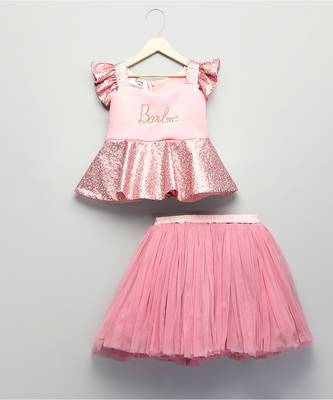 Rose pink embroidered lycra dress 2