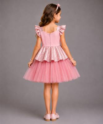 Rose pink embroidered lycra dress 4