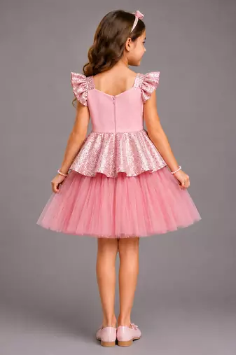 Rose pink embroidered lycra dress