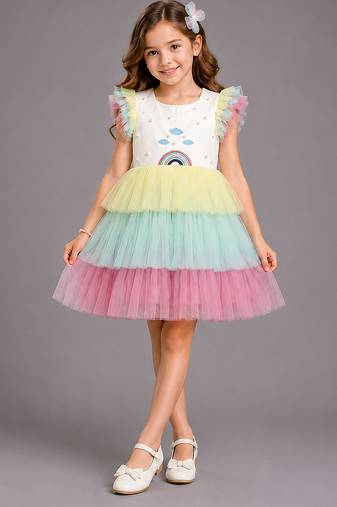 Multicolor embroidered lycra dress