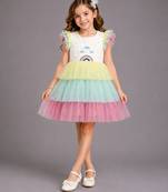Multicolor embroidered lycra dress