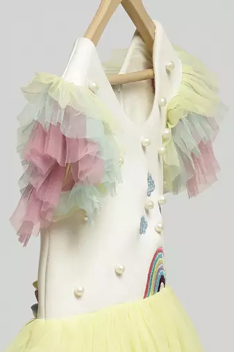 Multicolor embroidered lycra dress