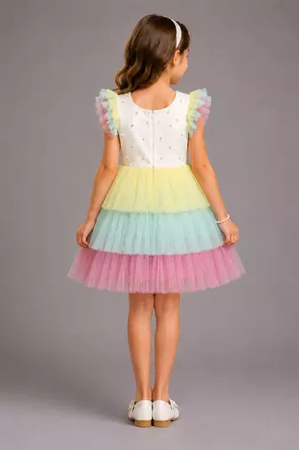 Multicolor embroidered lycra dress
