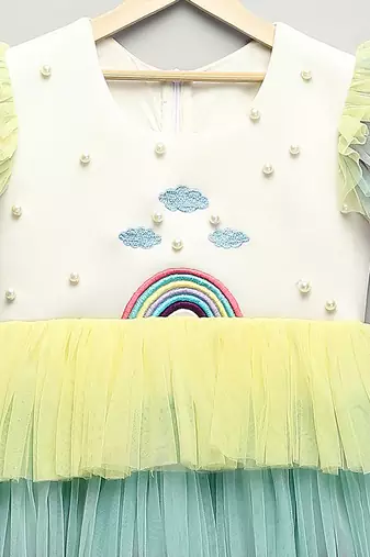 Multicolor embroidered lycra dress