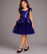 Royal blue embroidered cotton skirt set
