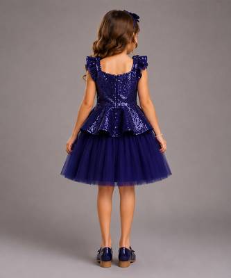 Royal blue embroidered cotton skirt set 2