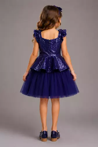 Royal blue embroidered cotton skirt set