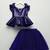 Royal blue embroidered cotton skirt set