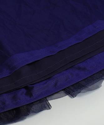 Royal blue embroidered cotton skirt set 4