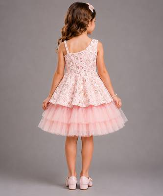 Baby pink embroidered net dress 2