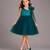 Teal green woven satin dress
