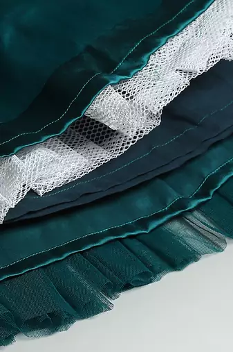 Teal green woven satin dress