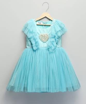 Blue embroidered net dress 2