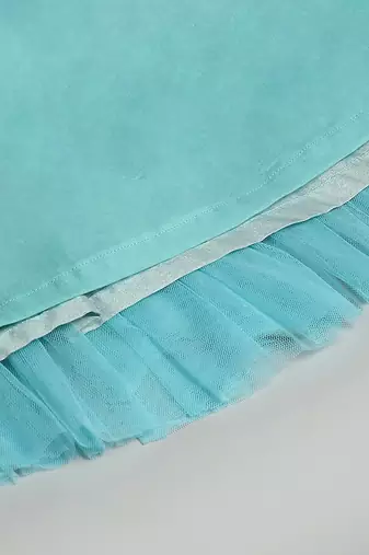 Blue embroidered net dress