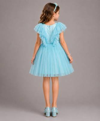 Blue embroidered net dress 4