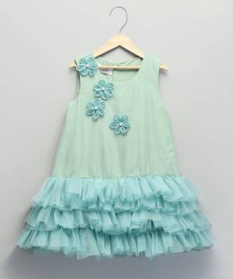 Sea green embroidered net dress 3