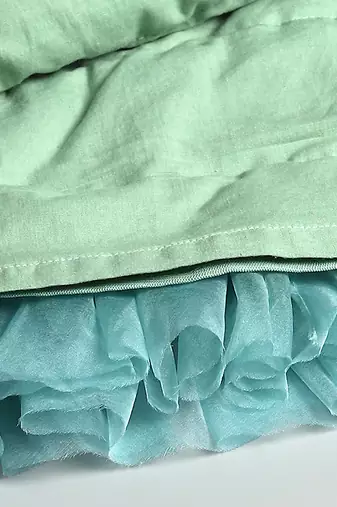Sea green embroidered net dress
