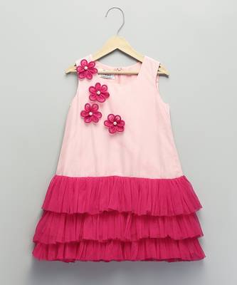Baby pink embroidered net dress 2