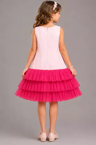 Baby pink embroidered net dress