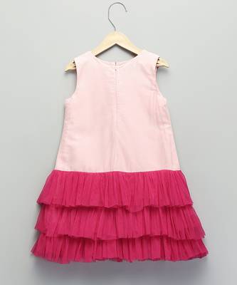 Baby pink embroidered net dress 4