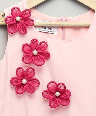 Baby pink embroidered net dress 5