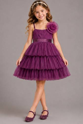 Purple Floral net dress