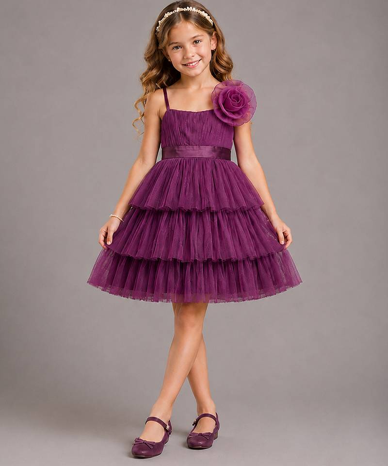 Purple Floral net dress