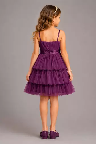 Purple Floral net dress