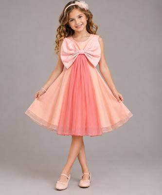 BIG PEACH DOUBLE SHADED BOW DRESS 1