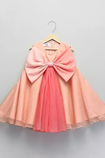 BIG PEACH DOUBLE SHADED BOW DRESS
