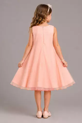 BIG PEACH DOUBLE SHADED BOW DRESS