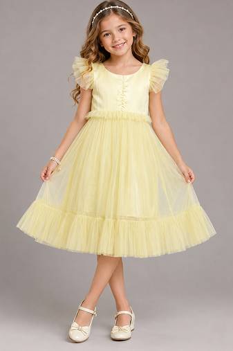 Lime yellow satin dress