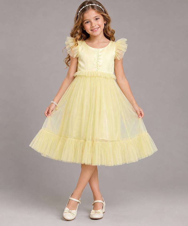 Lime yellow satin dress