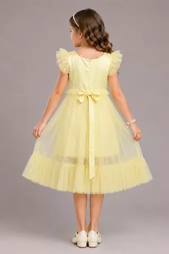 Lime yellow satin dress