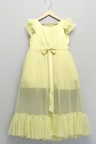Lime yellow satin dress