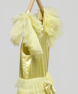 Lime yellow satin dress 5